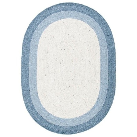 Safavieh 6 x 9 ft. Braided Contemporary Oval Rug, Ivory & Blue BRD903M-6OV